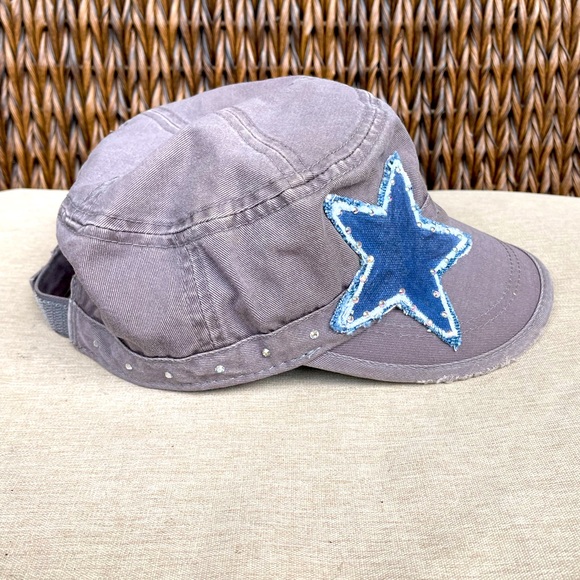 Alternative Apparel, Gray & Blue, Hat with Star and bling - Picture 2 of 6